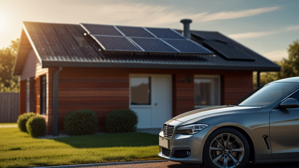 napelemes ház elektromos autó töltővel
